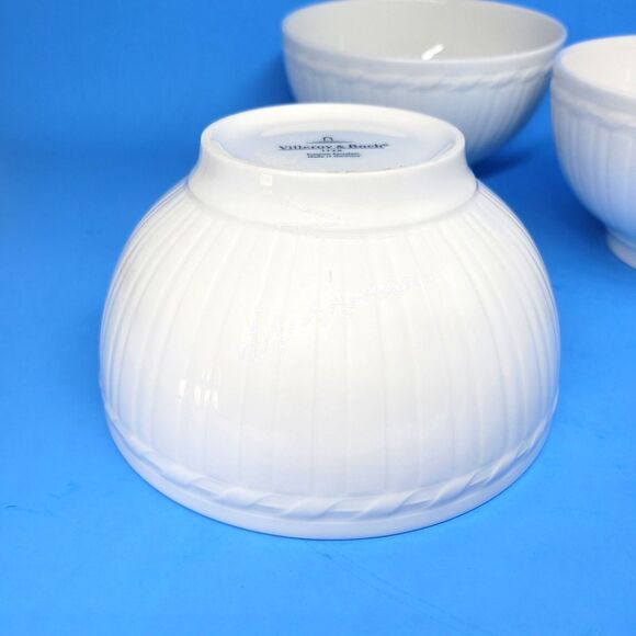 Villeroy And Boch  Cellini Set Of 3 White 5 5/8" Footed Rice Bowls EC - Picture 5 of 8